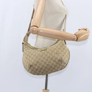 GUCCI GG Canvas Sherry Line Shoulder Bag Beige Gold